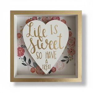 Gold and White Heart Wall Art - life is sweet